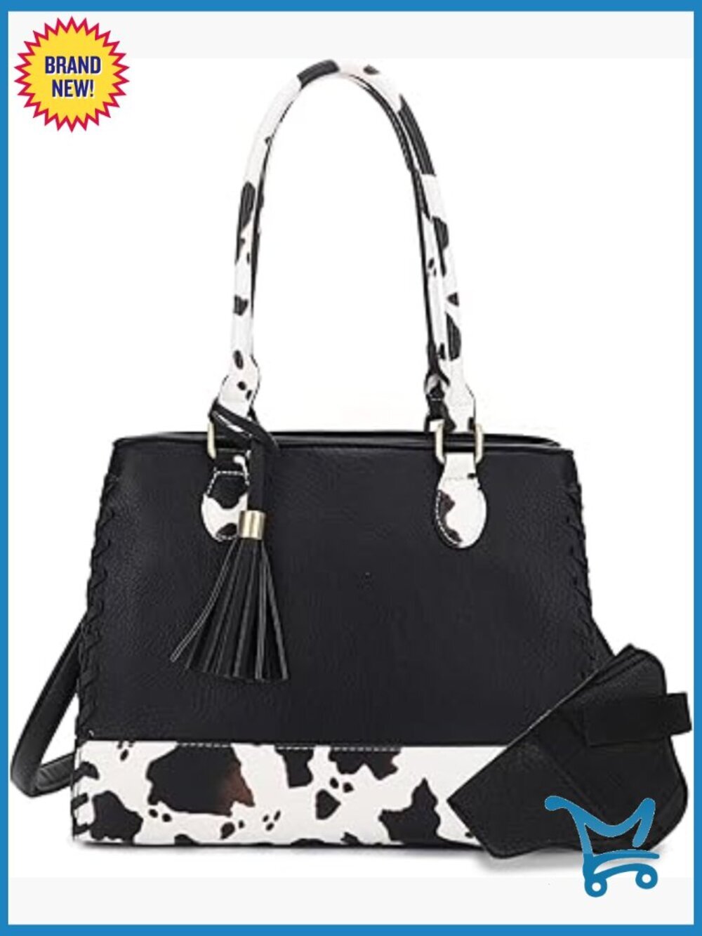 Medium Vegan Leather Satchel Purse with Adjustable Strap, 5 Pockets
